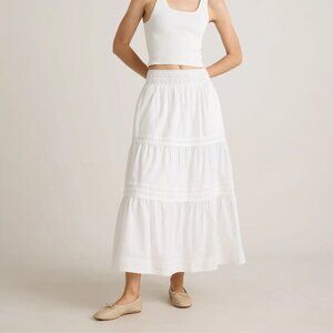 NWT Philosophy Cotton Poplin Tiered Maxi Skirt in White